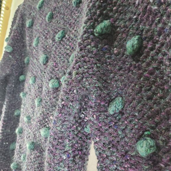 VTG S Adrienne Vittadini Bubble Knit Cardigan Wool Mohair Popcorn - Picture 8 of 9